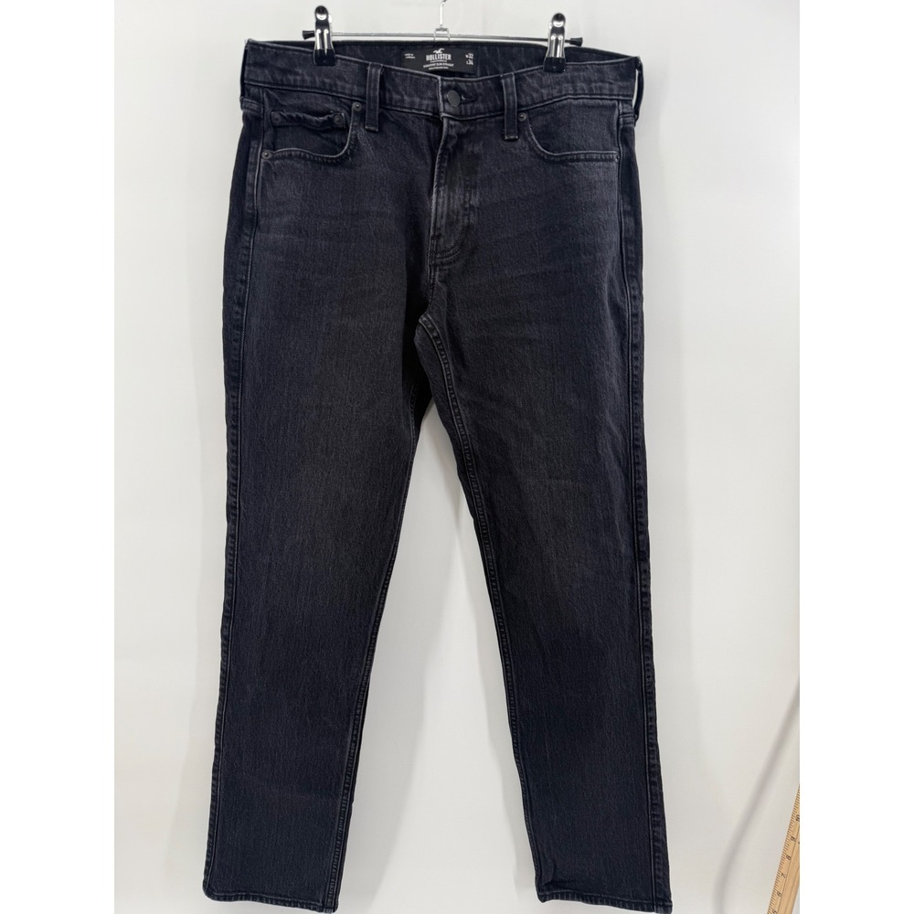Hollister Mens Signature Slim Straight Epic Flex Jeans Washed Black 32x34